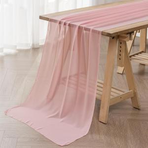 6Pack 9ft Chiffon Table Runner 14x108 Inch Sheer Romantic Table Runner for Wedding Birthday Party Bridal Shower Outdoor Decoration-Light Pink