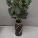 Briful Artificial Eucalyptus Stems in Black Glass Vase with Faux Water, 14" Fake Plant Eucalyptus Leaves for Home Office Farmhouse Wedding Centerpiece Décor