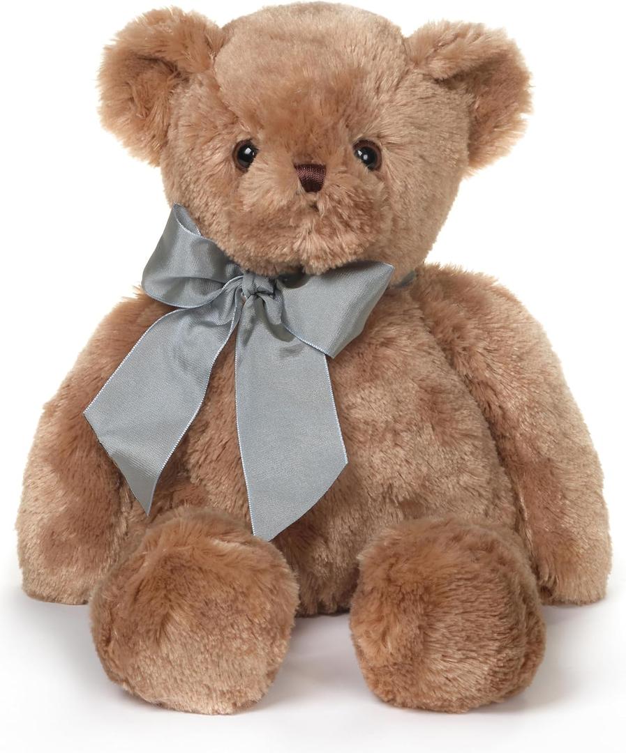 Bearington Gus Classic Teddy Bear Stuffed Animal Plushie - 18" Vintage Soft Brown Bear Plush Toy with Satin Bow - Huggable and Cuddly Teddy Bears Stuffed Animals Gift for Kids, Babies, and Collectors