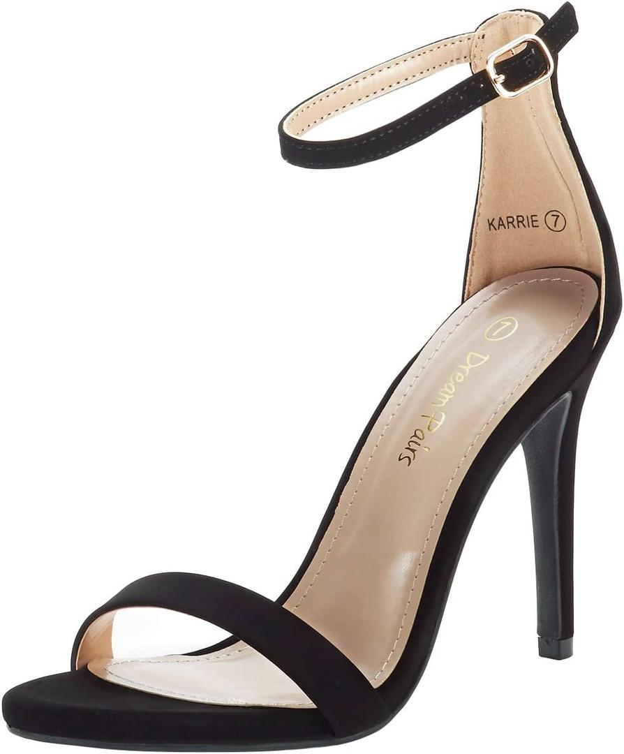 DREAM PAIRS Women's High Heels Flower Ankle Strap Stilettos Round Open Toe Dressy Sexy Sandals (Size 7.5)