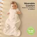 2-Pack Organic Baby Sleep Sacks, 100% Cotton - Soft & Breathable 0.5TOG Baby Wearable Blanket, Toddler Sleeping Sack 0-6 Months, Easy to Wear Transitional Swaddles for Newborns (Ecru, S) (Beige)