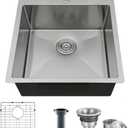 18x18 Inch Bar Sink Drop In Kitchen Sink, Topmount Stainless Steel Square Small Workstation Sinks, Single Bowl Kitchen Sinks for Laundry Wet Bar Prep RV Office Outdoor Yard