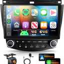 4G+64G Radio for Honda Accord 7th 2003-2007 Car Stereo with Wireless Carplay Android Auto,10.1inch 1280x720P IPS Touch Screen,DSP 32EQ,5.0Bluetooth,RDS/FM Radio AHD Backup Camera GPS WiFi