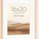 16 x 20 Picture Frame, USA-Sourced Beech Wood Photo Frames with HD Tempered Glass, Handcrafted Rounded Corner 16x20 Wooden Frames Matted to 11x14 Photos, Horizontal or Vertical Wall Display, Beech