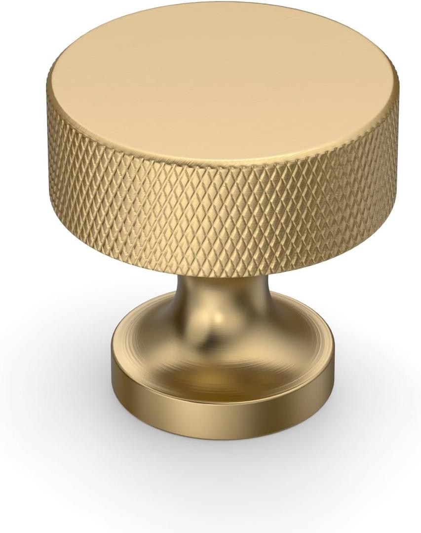10 Pack Champagne Bronze Knurled Cabinet Knobs Kitchen Champagne Gold Pulls for Cabinets Drawer Pulls Dresser Hardware for Cupboard (Flat Round Knobs)