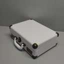 Jorlai Record Player 3 Speeds Turntable with Bluetooth Built-in Battery Stereo Speakers Vintage Record Player Belt Driven Portable Suitcase PC Recording White