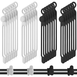 Nuanchu 40 Pcs Silicone Cable Ties Reusable Holder Adjustable Straps Multipurpose Charging Cable Organizer for Fastening Charging Cords Wires(4.17 Inch,Black, White)