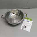 DELARLO Tri-Ply Stainless Steel Wok Pan With Lid, Fast & Even Heat 12Inch Large Frying pan, Induction Saute Pan, Dishwasher Safe Cooking Pan,Induction,Broiler Safe 600 (12"Double Handle)