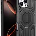 for iPhone 16 Pro Max Magnetic Case with Screen Protectors, Black | Compatible with MagSafe, Concealed Kickstand, 2 Pack Screen Protectors, Military Grade, Double Layer, Shockproof Protection