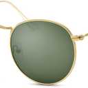 Pro Acme Round Sunglasses Glass Lens Metal Frame Retro Circle Sun Glasses for Women Men, Lens Width: 50 Millimeters