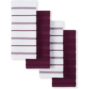 KitchenAid Albany Kitchen Towel 4-Pack Set, Boysenberry Purple/White, 16"x26"