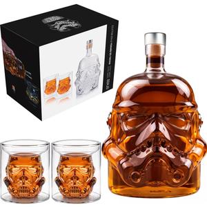Whiskey Decanter Set Transparent Creative with 2 Glasses, Whiskey Flask Carafe Decanter for Brandy,Scotch,Vodka, Christmas Gifts for Men,Dad,Husband,Boyfriend