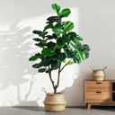 Erimda Artificial Fiddle Leaf Fig Tree 6ft with White Planter Realistic Fiddle Leaf Lyrata Plant Tall Fake Tree with Natural-Looking Leaves Fake Tree for Indoor Outdoor Home Office Decor