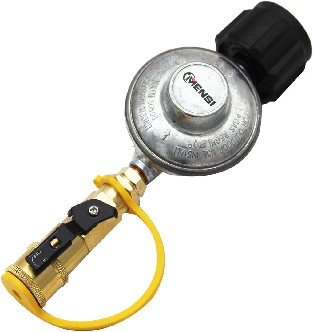 MENSI Propane Gas Grill Regulator with 1/4" Quick Connect Cylinder Tank Adapter Connect 20-50lbs Bottle