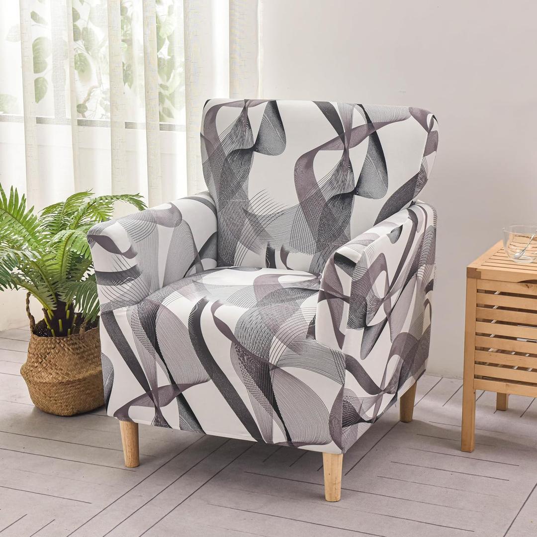 LiveGo Stretch Mid Century Modern Armchair Slipcover 1-Piece Jacquard Accent Chair Covers with Arms Soft Waterproof Chair Slipcovers for Living Room Furniture Protector Office (Color L)