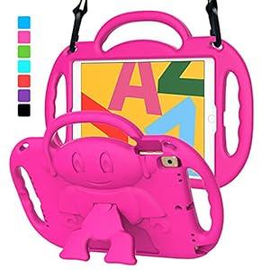 VICVOL iPad 10.2/ 10.5 Case for Kids, iPad 9th/ 8th/ 7th Generation Case, iPad 10.2 inch 2021/ 2020/ 2019 Case, iPad Air 3rd Gen/ Pro 10.5 Protective Cover with Shoulder Strap Handle Stand, Pink