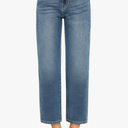 KDF Women's Cropped Straight Leg Jeans - High Waisted Jeans for Women 7/8 Length Denim Pants with Crop Hem