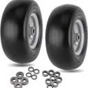 11x4.00-5 Lawn Mower Tires Flat Free Tire and Wheel 2 Pack Universal Fit 11x4-5 Flat Free Tire with Rim, 3.4"-4"-4.5"-5" Centered Hub, 3/4" or 5/8" or 1/2"Bushings