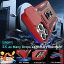 DEERLAMN Case for iPhone 16 Pro with Slide Camera Cover+Screen Protector(2 Packs), Rotated Ring Kickstand Military Grade Shockproof Protective Cover-Red