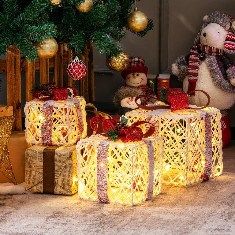 Set of 3 Christmas Lighted Gift Boxes, Indoor Present Box Holiday Decoration
