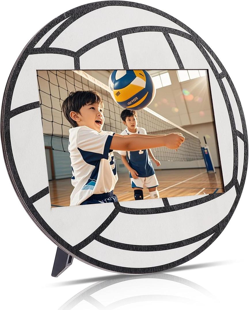 Volleyball Picture Frame 5x7 Sport Themed Wooden Photo Frame Volleyball Tabletop Picture Frame for Home Table Display Party Decorations Birthday Gifts for Men Coach Teams