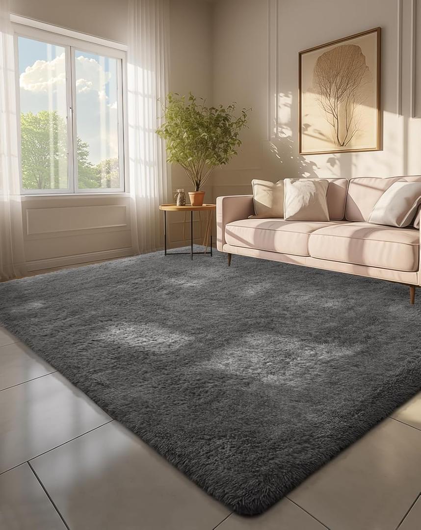 Ophanie 6x9 Area Rugs, Upgrade Non-Slip Fluffy Soft Rugs for Living Room, Large Shag Grey Fuzzy Plush Rug, Gray Shaggy Big Carpets for Bedroom, Kids Boys Girls Dorm Nursery Home Decor Aesthetic