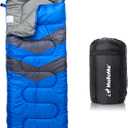 MalloMe Sleeping Bags for Adults Cold Weather & Warm - Backpacking Camping Sleeping Bag for Kids 10-12, Girls, Boys - Lightweight Compact Camping Essentials Gear Accessories Hiking Sleep Must Haves (32-65F Plush Comfort - Blue)