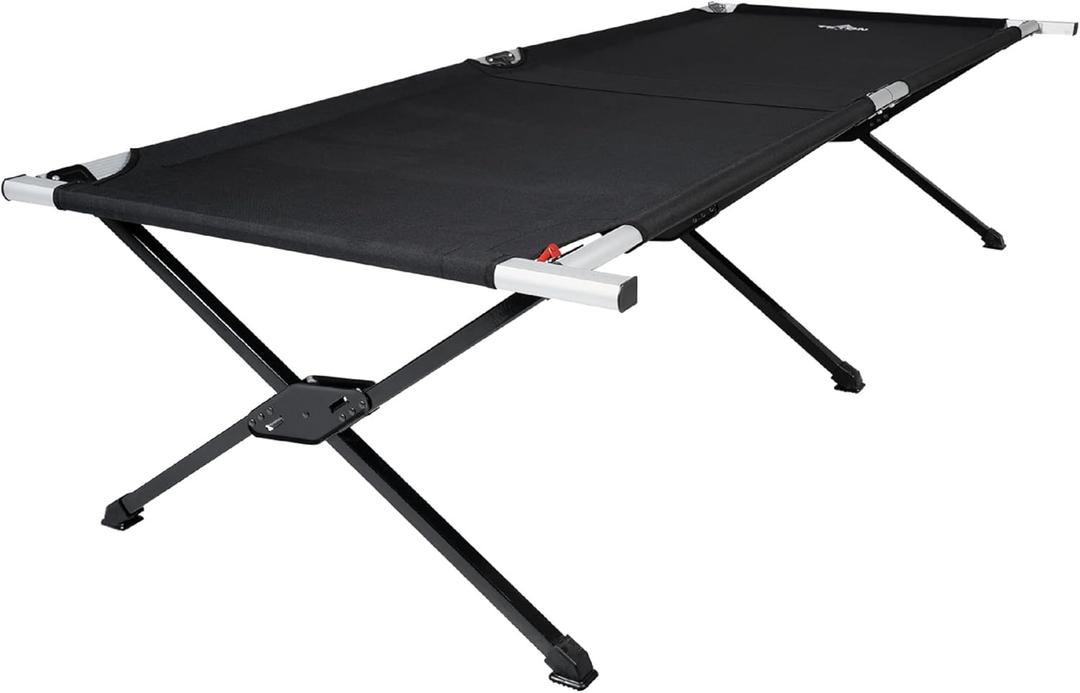Teton Camping Cot with Patented Pivot Arm, Folding Camping Cot, Durable Heavy Duty Canvas, Comfortable Sleeping Bed for Adults, Portable