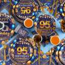350PCS 95th Birthday Party Decorations for 50 Guests Blue and Gold Party Supplies for Men Include Disposable Paper Plates, Napkins, Cups, and Disposable Plastic Cutlery (95)