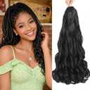 French Curl Braiding Hair, 26 Inch 8 Packs Pre Stretched Wave Braiding Hair Extensions Bouncy Loose French Curl Crochet Braids for Black Women (1B, 26 Inch)