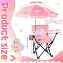 Outdoor Toddler Camping Chair with Umbrella Foldable Beach Chairs with Safety Lock for Kids Waterproof Lawn Kids Folding Chair for Outside Beach Travel(Mermaid)