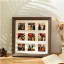 Golden State Art, 16x16 Distressed Brown Wood Collage Frame - White Mat - Displays nine 4x4 Photos - Real Glass, Sawtooth Hanger, Swivel Tabs - Wall Mounting, Landscape, Portrait