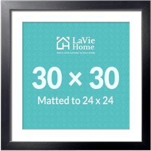 30 x 30 Picture Frame Black Poster Frame, Display Pictures 24x24 with Mat or 30x30 Without Mat, Frame and Polished Plexiglass, Suitable for Photos, Artworks, Posters