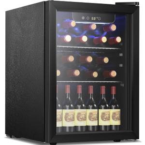 Antarctic Star Wine Cooler, Beverage Refrigerator, 16 Bottle Freestanding Quiet Wine Cellar Front Glass Door for Home and Bar, 1.7 Cu.Ft.
