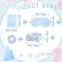 Fanfanwin 36 Pcs Sleepover Party Supplies for Girl Spa Slumber Birthday Favors Throw Blanket Pillow Eye Mask Headband Scrunchies (Solid Color,Light Blue)
