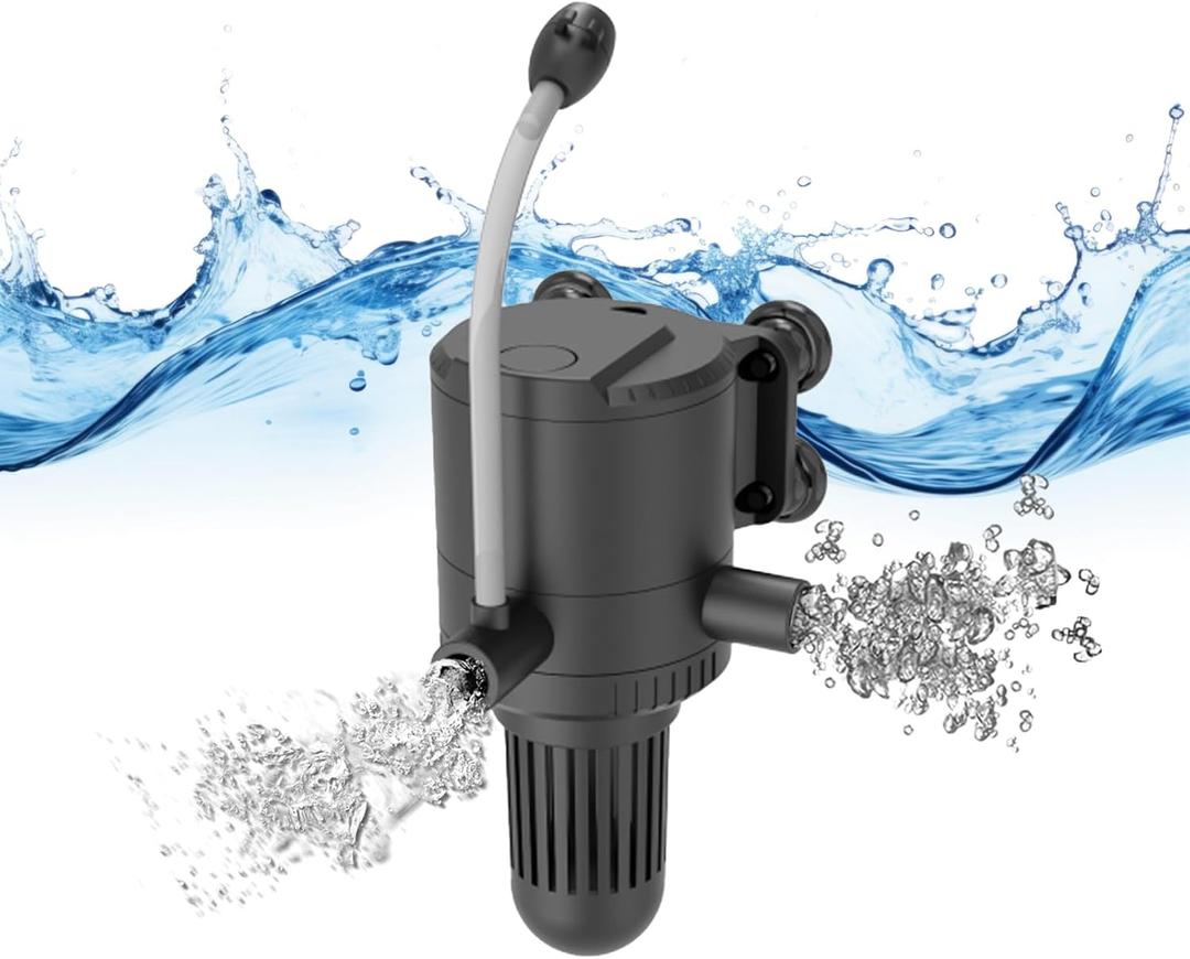 AquaMiracle Aquarium Powerhead Pump with Double Water Outlet & Aeration, 210GPH Fish Tank Water Pump Wave Maker for Aquarium, Submersible Aquarium Circulation Pump for 40-60 Gallon Tanks