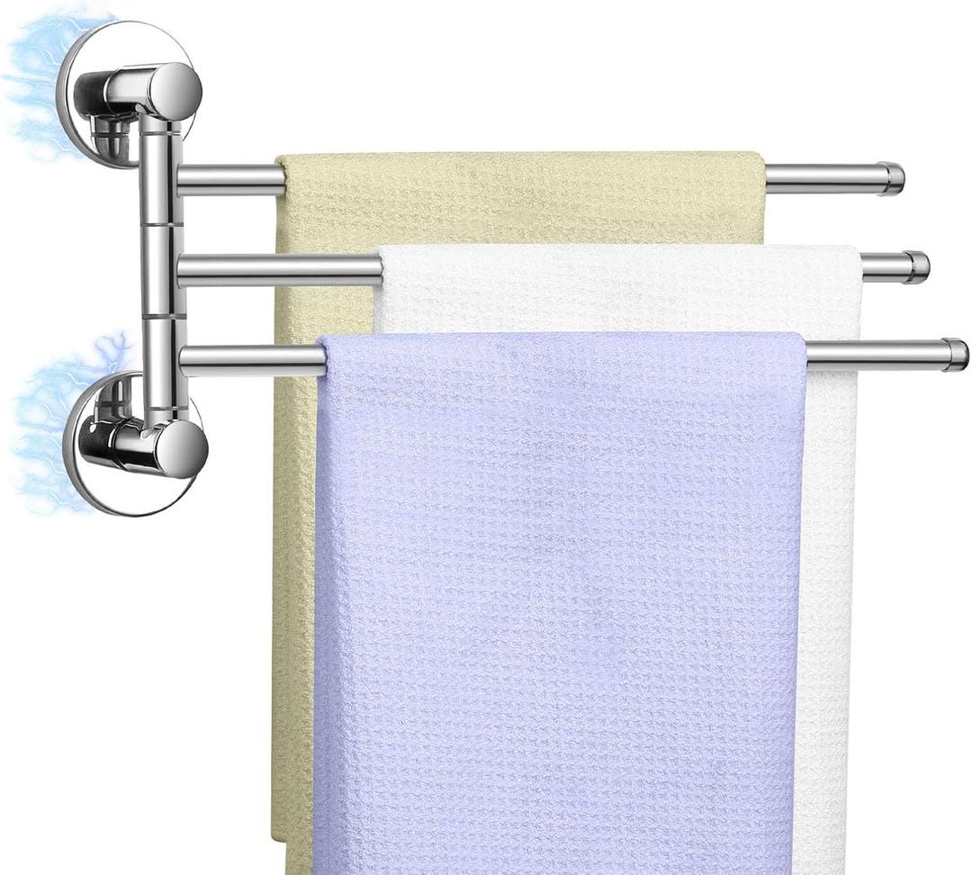 Magnetic Swivel Towel Rack, Stainless Steel 3-Arm Towel Bar, Magnetic Paper Towel Holder for Fridge,Magnetic Towel Racks for Bathroom Kitchen Organizers and Storage