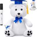Zomiboo Graduation Bear Autograph Stuffed Animal 2026 Smooth Fabric Stuffed Bear Toy with Congrats 12 Inches Grad Plush Autograph with Marking Pen Gold Tassels for Graduate Student Party(Blue)