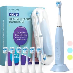 Kids Electric Toothbrushes Sonic Rechargeable Tooth Brush Gifts for Boys and Girls Smart Timer Power Toothbrush - Blue 3 4 5 6 7 8 9 10 11 12 (Blue)