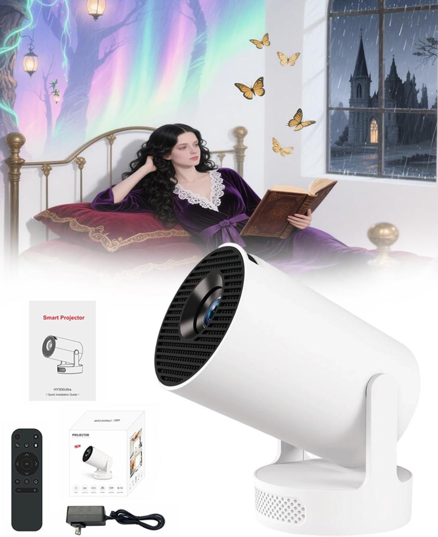 Projector for Books, With Wifi & Bluetooth, 4k HD, Auto Keystone, Low-Latency Mode and 180 Rotation Adapt to Reading or Gaming (1 Pcs)