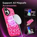 SAKUULO Magnetic for iPhone 16 Plus Case Hot Pink Leopard Print Pattern [Compatible with MagSafe] [with Screen Protector] Wireless Charge Strengthen Protection Cover, Hot Pink Leopard (6.7")
