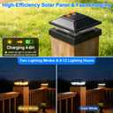 Brightever 4x4 3.5x3.5 Solar Post Cap Lights 12-Pack, Outdoor Solar Powered Fence Post Lights, Black Solar Waterproof Deck Post Lights for Vinyl/Wood Posts, Warm/Cool White, Perfect for Garden Patio