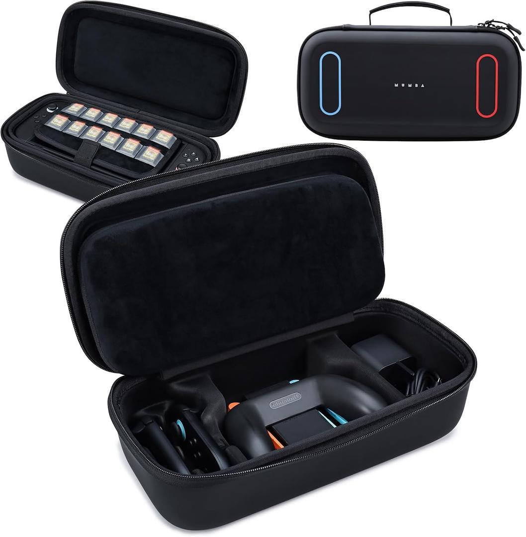 Mumba All-in-One Carrying Case for Nintendo Switch 2 2025 [Pro Version] 12 Game Card Slots Large Travel Carry Bag Compatible with Switch 2 Console, Joy-Con Grip and Straps, and Switch 2 Accessories