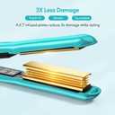 Terviiix Mini Hair Straightener Adjustable Temp, Travel-Size Mini Flat Iron, Mini Flat Irons for Short Hair/Curls Bangs, Ceramic Small Hair Curler for Men, Dual Voltage, Auto-Off, 1/2'', Cyan