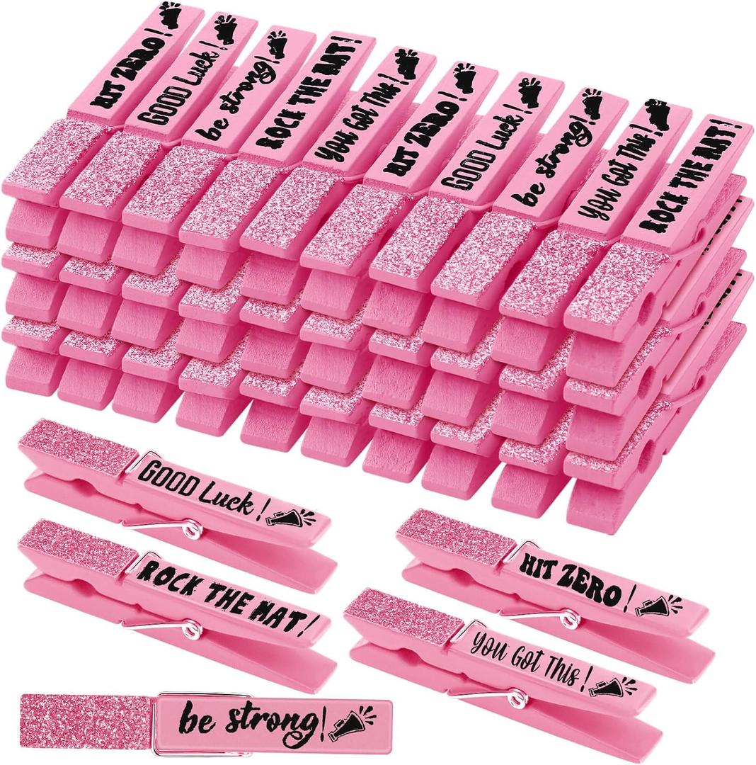 Kigeli 30 Pcs Spirit Clips Cheer Pins Cheerleader Gifts Clothes Pins for Backpacks Competition Glittered for Team Cheer Gifts Stuff Supplies Party Favors Accessories Bulk(Light Pink,Shiny)