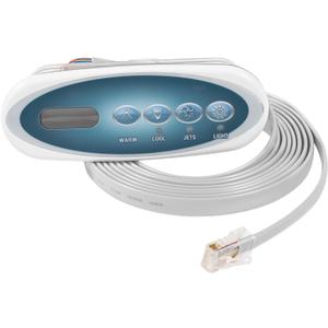 53238 Mini Oval 4-Button Topside Control Panel for Balboa VL200 Heat Jacket SystemHot Tub Spa Temperature Controller with LCD, RJ45 8-Pin, Includes 55472 (Topside) & 11393 (Overlay)- 7ft(84") Cord