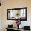 48"x24" Light Vintage Long Black Mirror, Rectangular Relief Frame, Modern Retro Style Wooded Wall Mirror for Living Room/Entryway/Dining Room/Bedroom