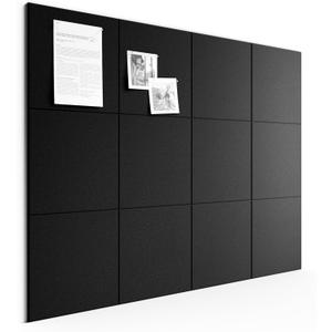 Bumusty Large Cork Board 48" x 36" Alternative - 12 Pack Felt Wall Tiles with 70 Safe Removable Adhesive Tabs, 30 Pushpins, Cork Boards for Walls Pin Board Bulletin Board Office Decor (Black)