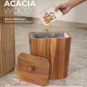BLUEWEST 2.6 Gallons Acacia Wooden Bathroom Trash Can with Lid & PP Liner Small Wastebasket with Handle, Decorative Wood Bin for Bedroom, Office or Under Counter Use