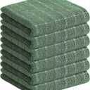 Homaxy 100% Cotton Terry Kitchen Towels(Grass Green, 13 x 28 inches), Checkered Designed, Soft and Super Absorbent Dish Towels, 6 Pack